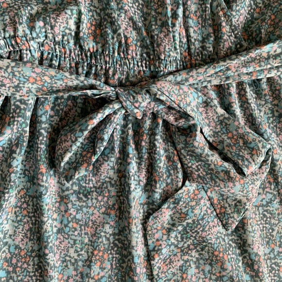 Lauren Conrad Women's Floral Flutter Sleeve Faux Wrap Midi Dress Ruffle Hem Line - Picture 6 of 8